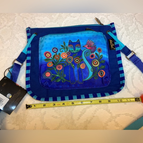 Laurel Burch Vibrant Blue Cat Crossbody Bag - Picture 9 of 11